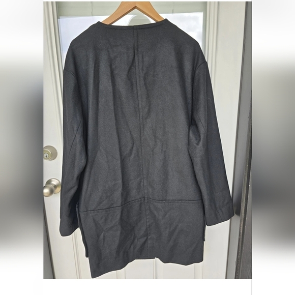 $157 Guess Wool Blend Long Jacket Women Medium Snap Buttons Black Pocket New - Picture 13 of 14